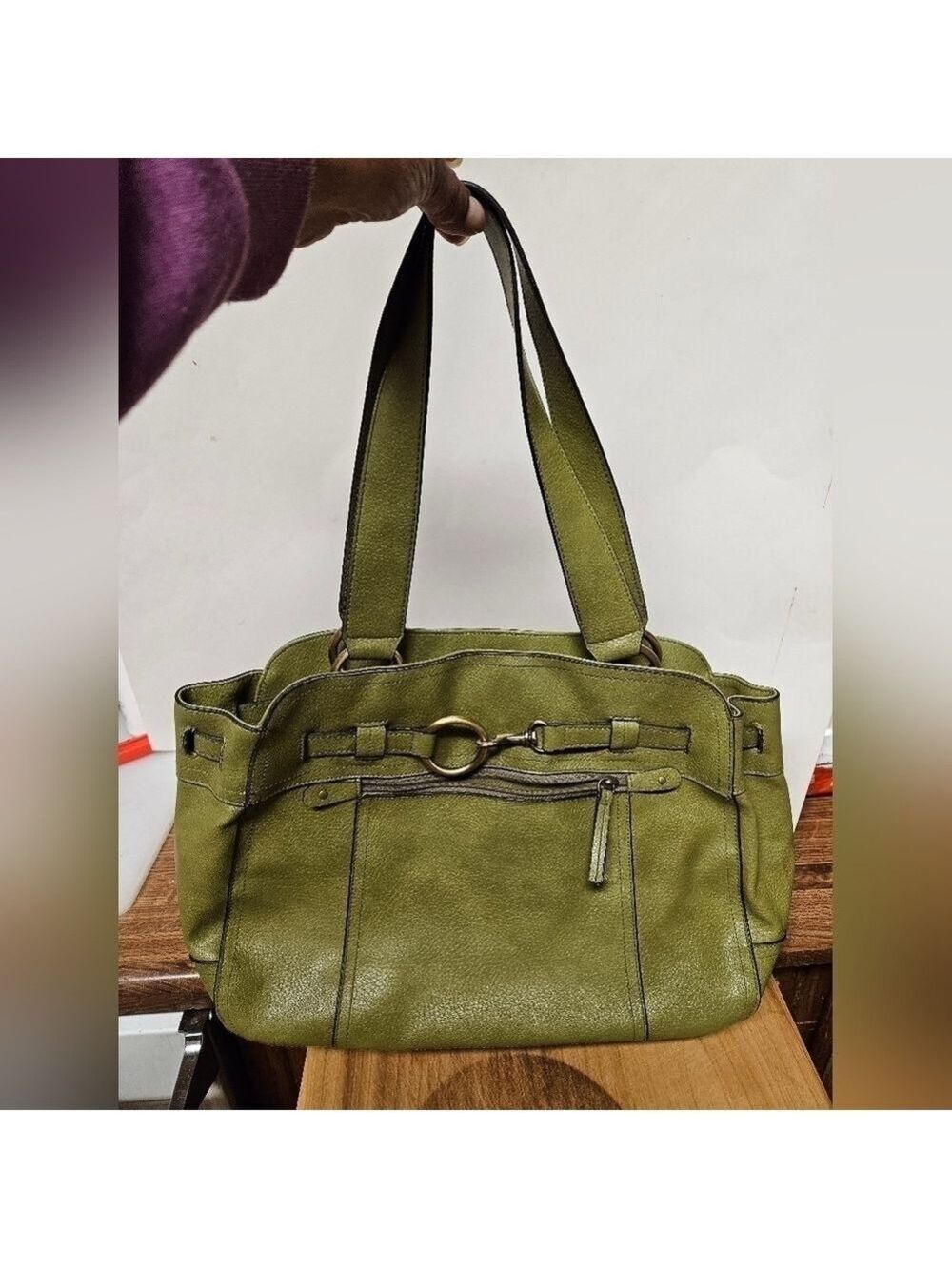Bueno Olive Green Large Satchel Bag